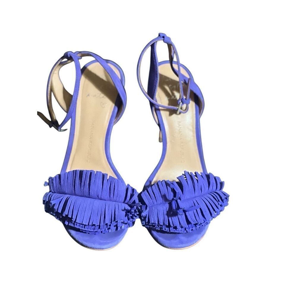 Banana Republic Hello Sole Mate Cobalt Blue Strappy Fringed Sandal 7.5